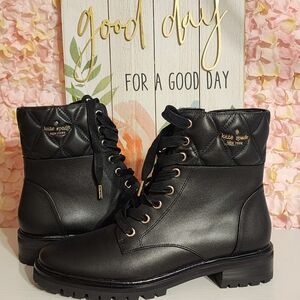 Kate Spade Billie Booties size 6.5 Blk leather with gold accent. Value of $249.